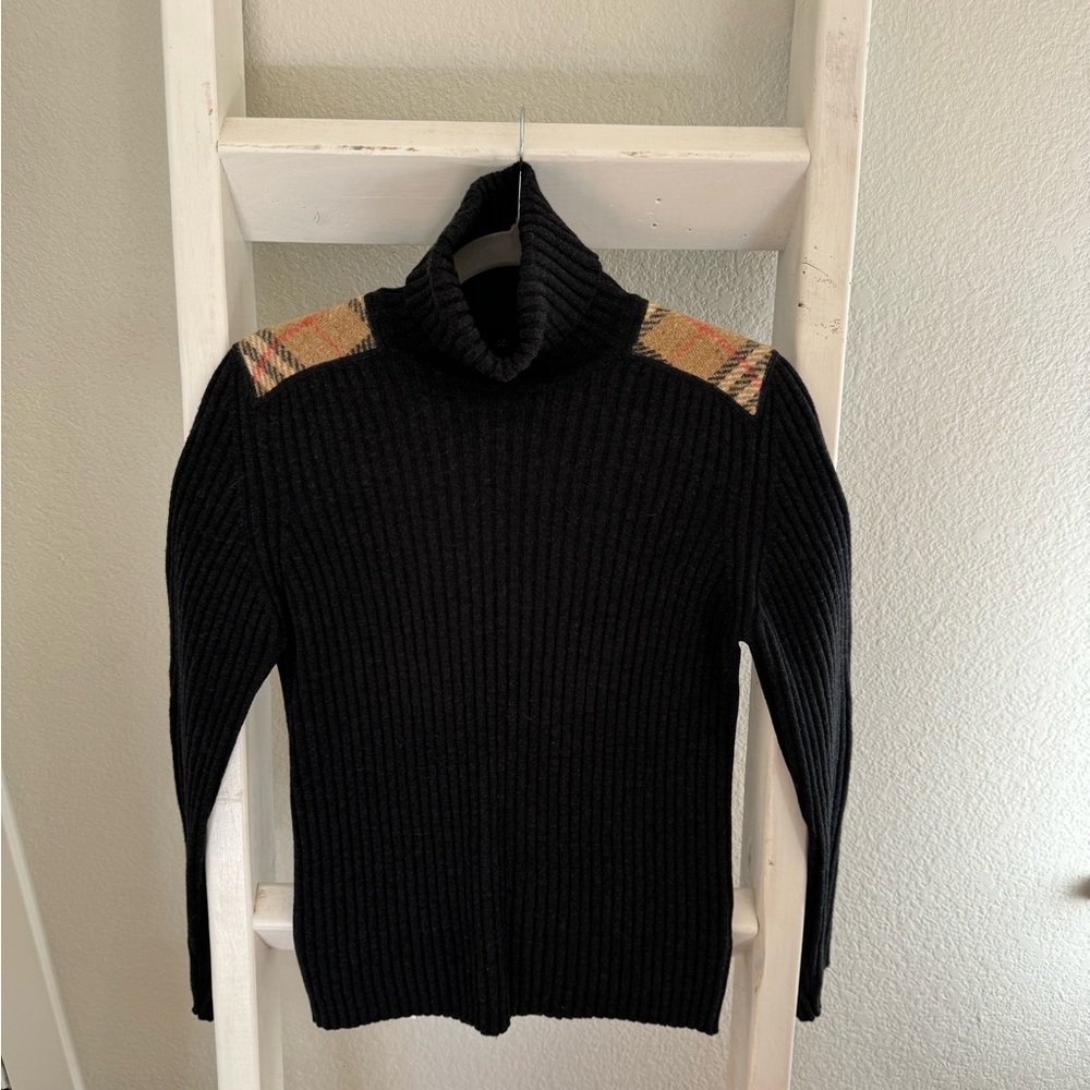 Burberry sweater with classic check patches on sleeves